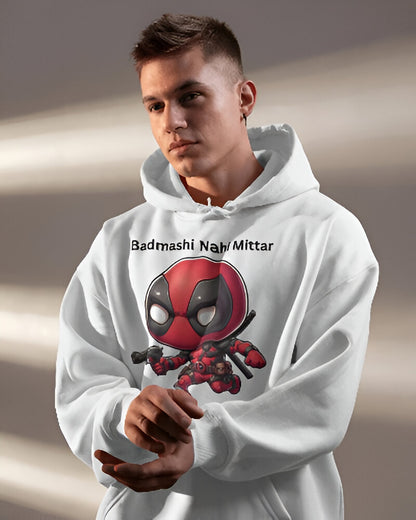 Badmashi Nahi Mittar Unisex Hoodie (White)